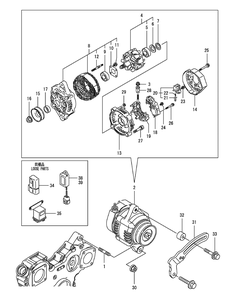 Yanmar 3tnv82a-Bdcb Generator Diagram and Parts List for S7232-D 53AY8DU8050-312HP Cub Cadet Lawn Tractor